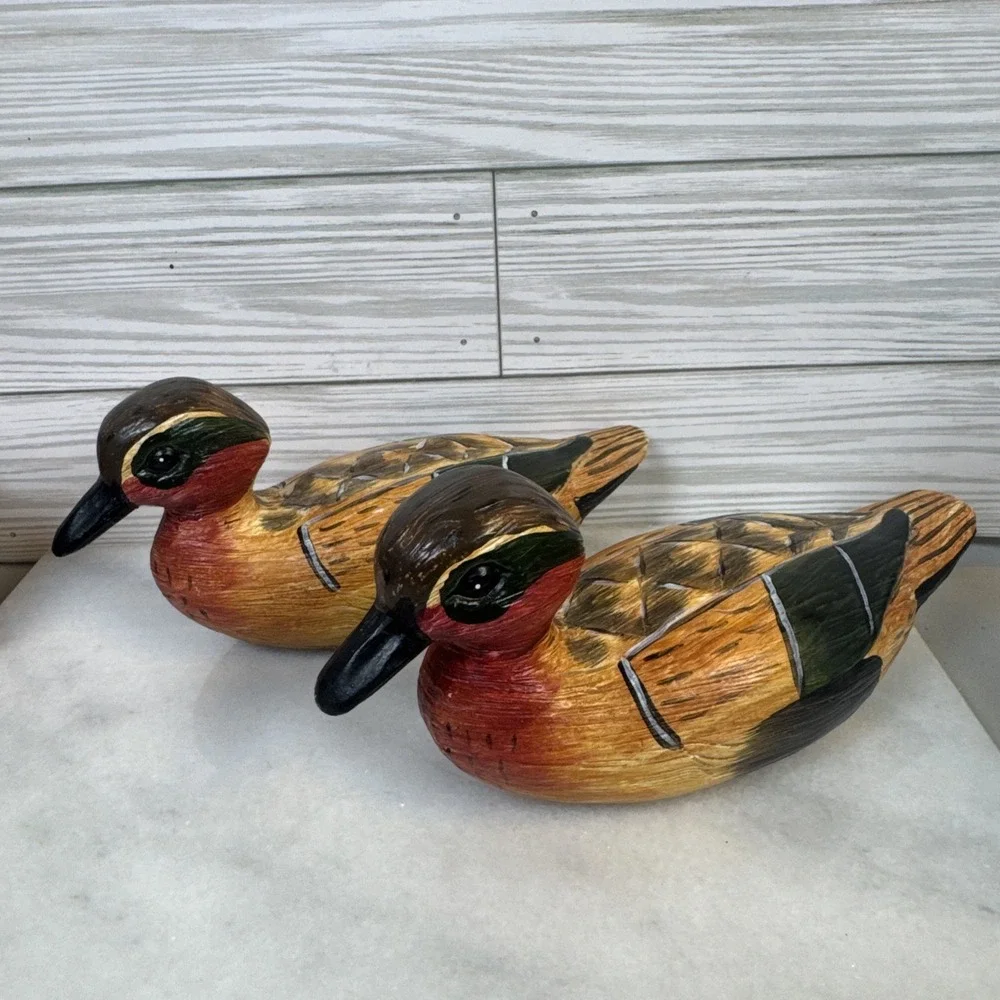 2 Hand Painted Textured Decoy Duck 8